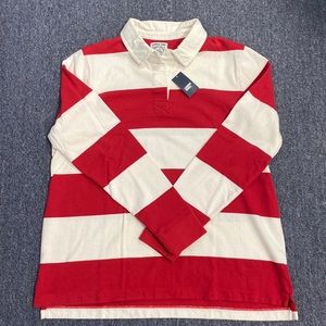 Lands End Women’s Rugby Shirt - Red & White Stripes